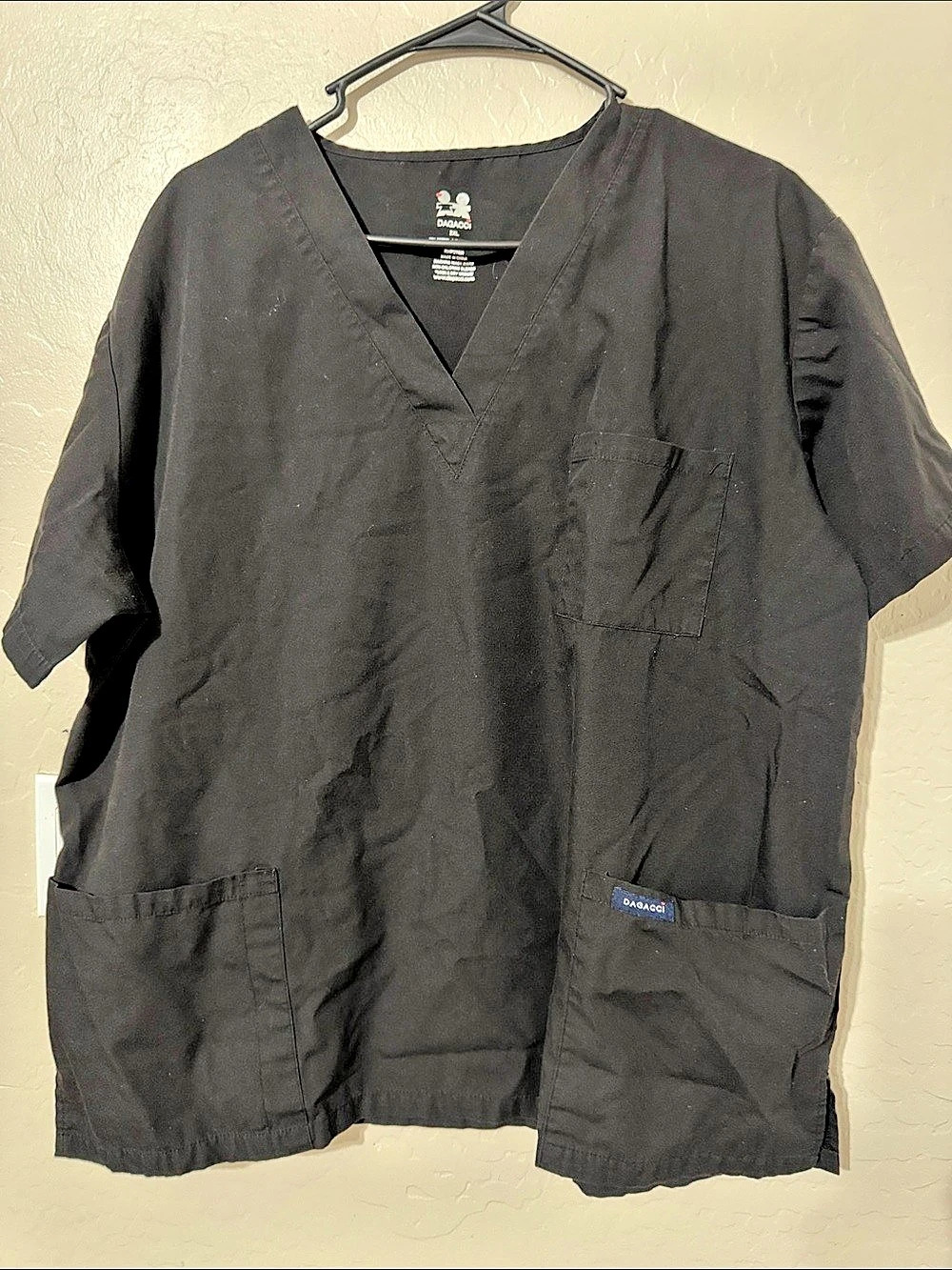 Dagacci Black Short Sleeve Scrub Tunic Like New